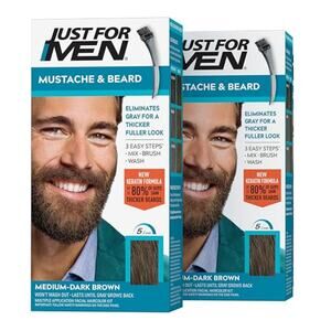 2-PACK Just for Men Beard and Mustache - Medium-Dark Brown Hair Color